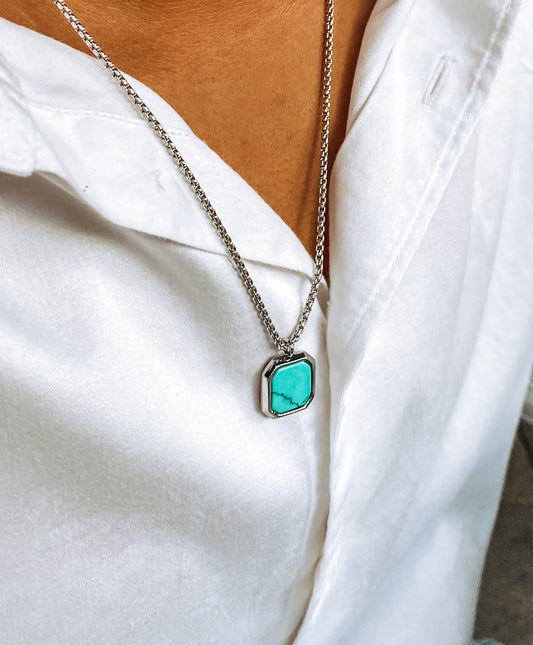 Pendentif agate bleue