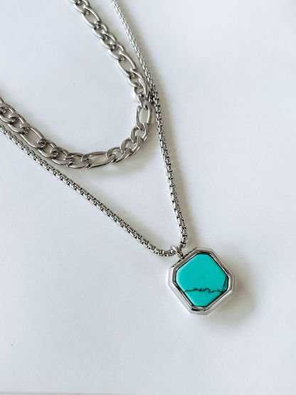 Pendentif agate bleue