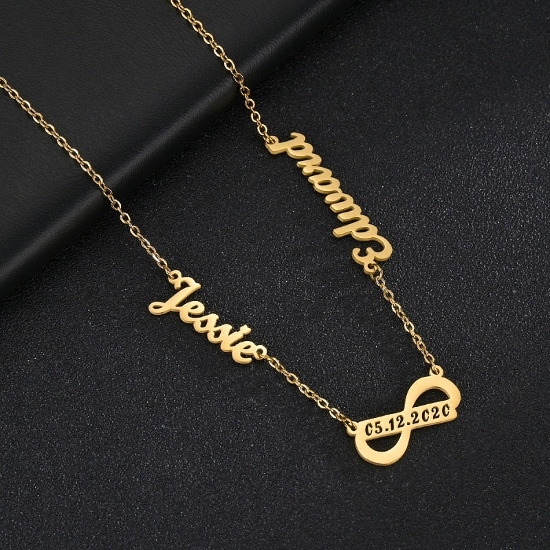 Custom Name Necklace Stainless Steel Multiple Names Necklaces Infinity Pendant Heart Butterfly For Women Personalized Jewelry