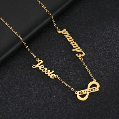 Custom Name Necklace Stainless Steel Multiple Names Necklaces Infinity Pendant Heart Butterfly For Women Personalized Jewelry
