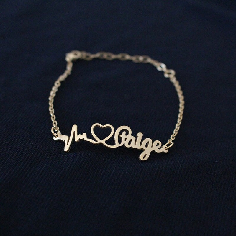 Customized Heartbeat Name Bracelet Handmade Jewelry