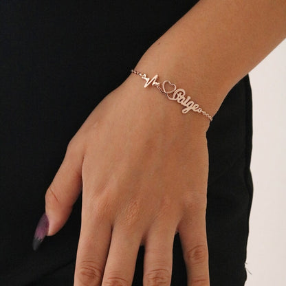 Customized Heartbeat Name Bracelet Handmade Jewelry