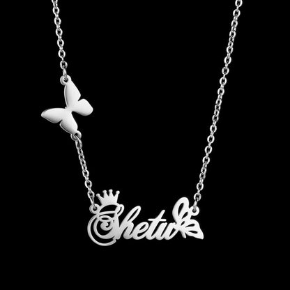 Collier prénom papillon