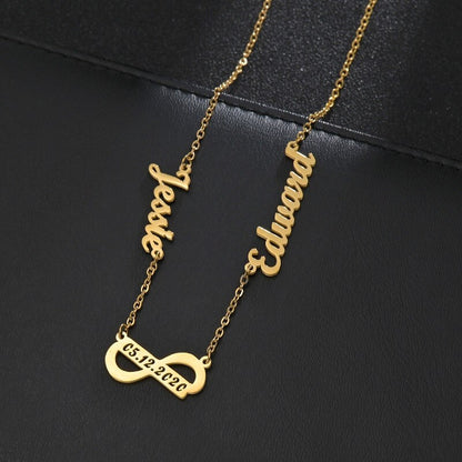 Custom Name Necklace Stainless Steel Multiple Names Necklaces Infinity Pendant Heart Butterfly For Women Personalized Jewelry