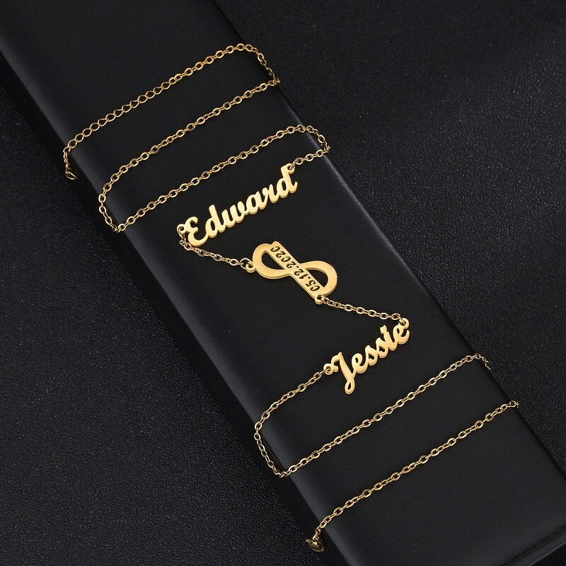 Custom Name Necklace Stainless Steel Multiple Names Necklaces Infinity Pendant Heart Butterfly For Women Personalized Jewelry
