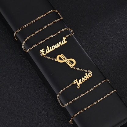 Custom Name Necklace Stainless Steel Multiple Names Necklaces Infinity Pendant Heart Butterfly For Women Personalized Jewelry