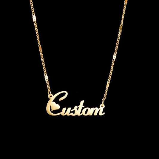 Custom Name Blade Box Chain Stainless Steel Pendant Unisex Birthday Jewelry Gift