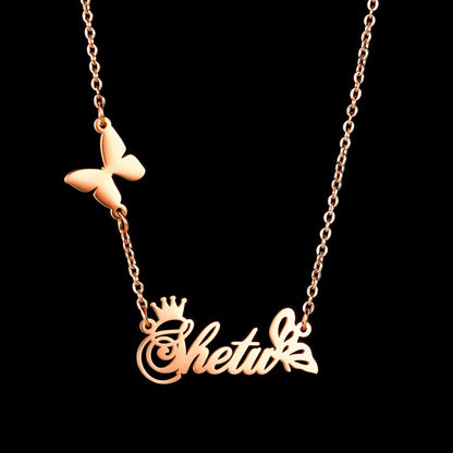 Collier prénom papillon