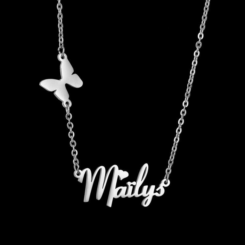 Collier prénom papillon
