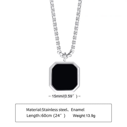 Pendentif Carré Onyx Argenté