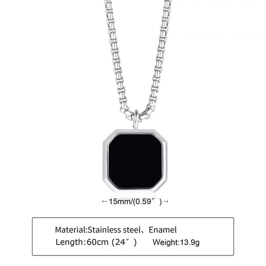 Pendentif Carré Onyx Argenté