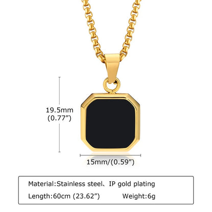 Pendentif Carré Onyx Argenté